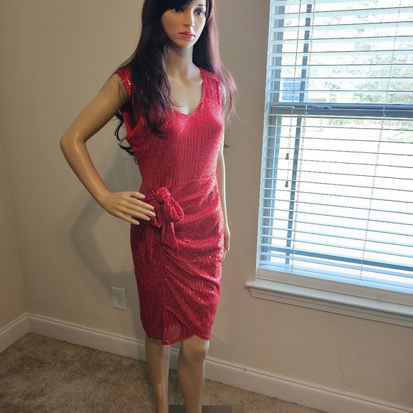 Grace Karin ~ Size M ~ Red Sequin Sleeveless Party Dress - Picture 1 of 5